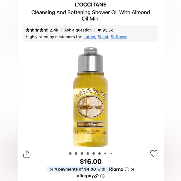 L'OCCITANE Other - Brand new Mini L'OCCITANE Almond Body Cleansing Oil